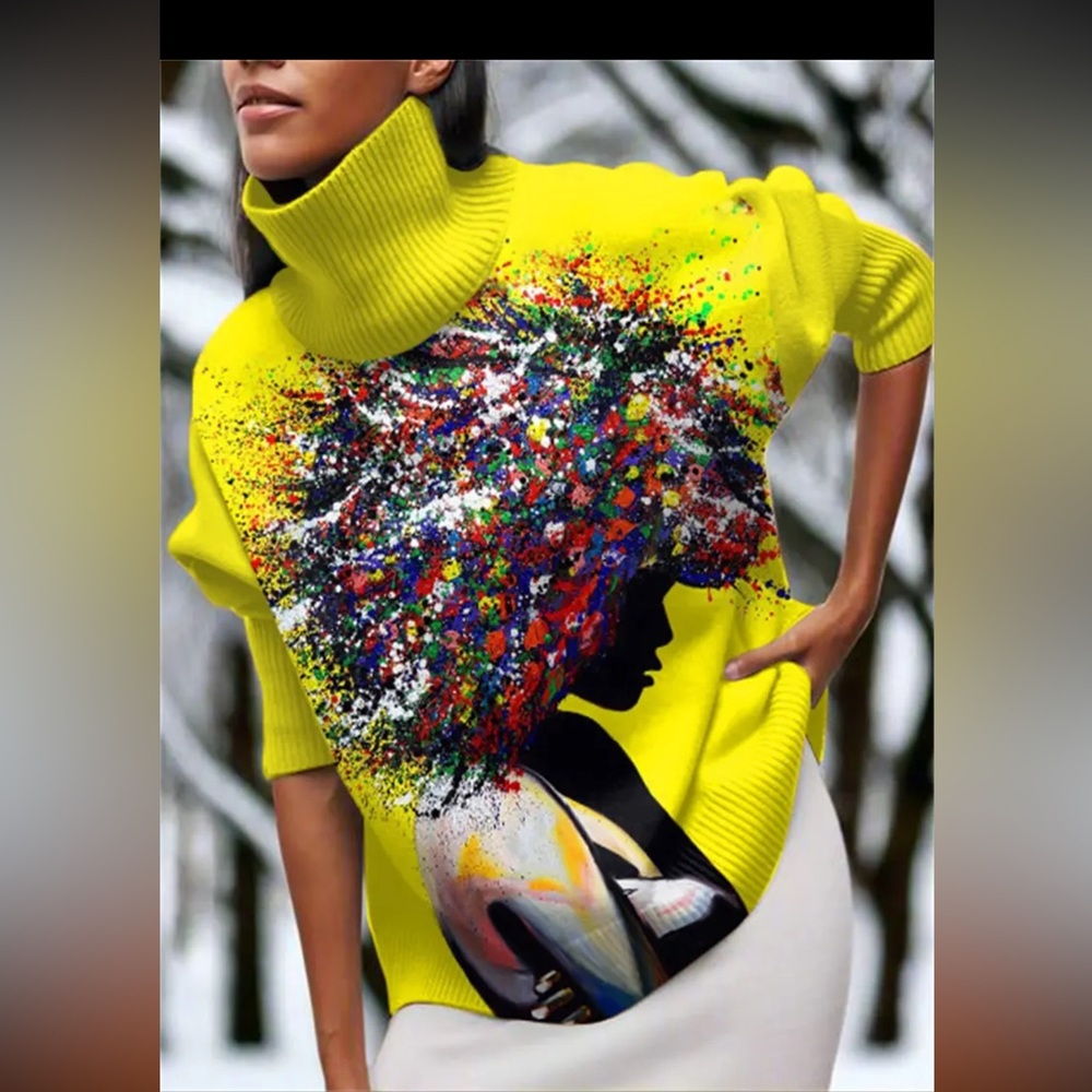 Vibrant Yellow Artistic Sweater